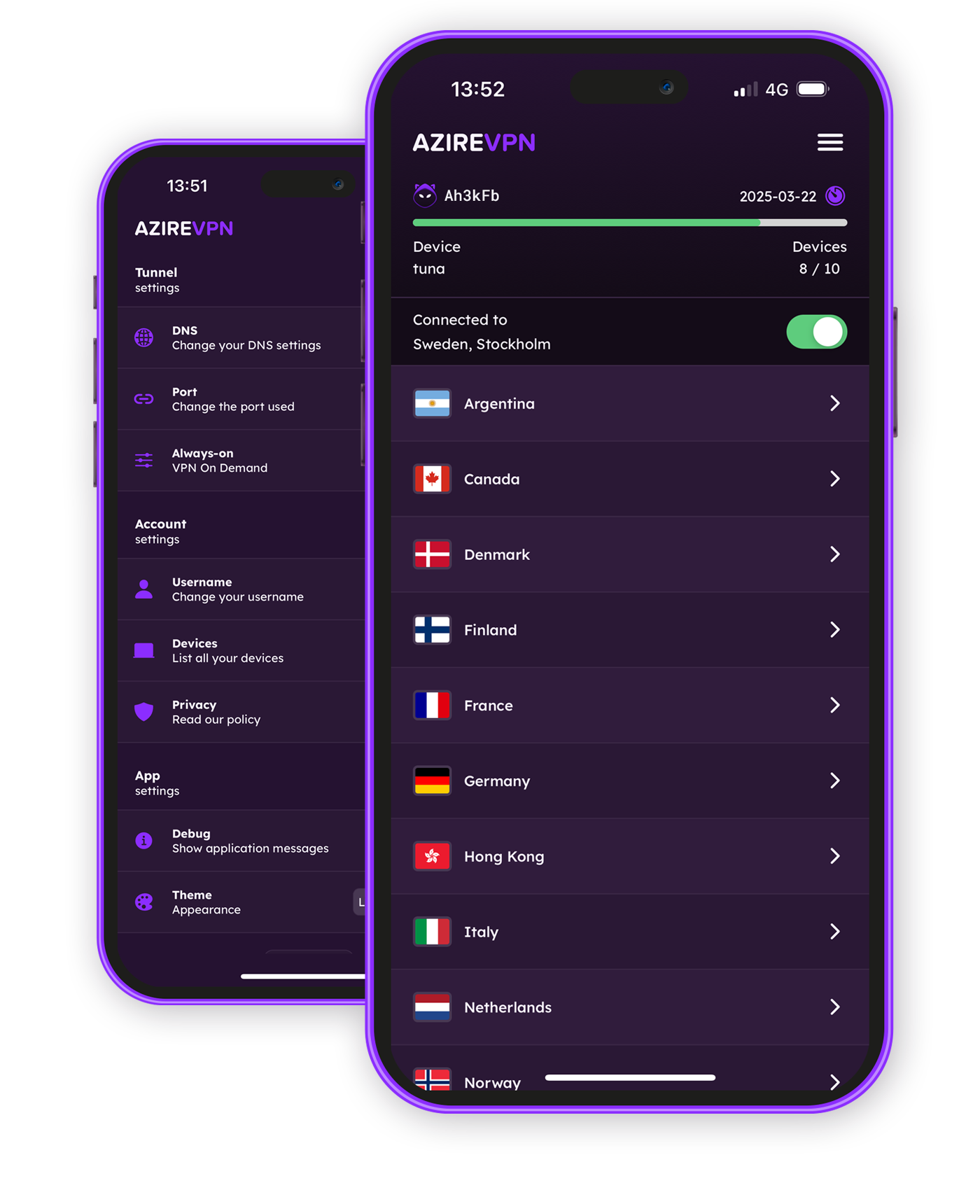 AzireVPN Mobile app illustration