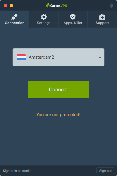 CactusVPN macOS app preview