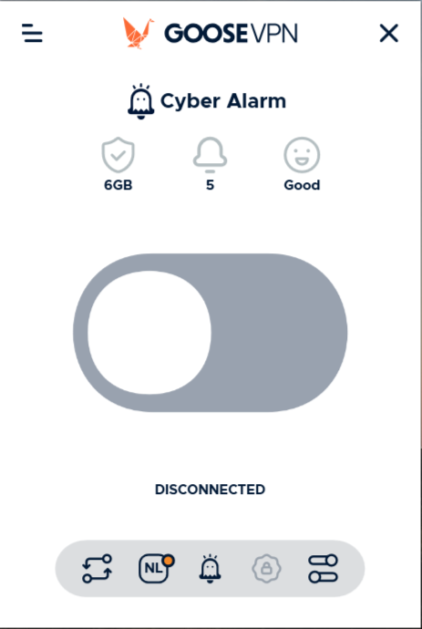 GOOSE VPN Windows app disconnected screen
